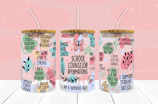 SCHOOL COUNSELOR AFFIRMATIONS SKINNY TUMBLER